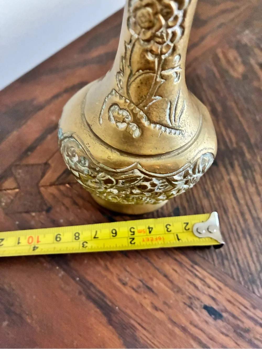 Vintage brass vase 7” tall